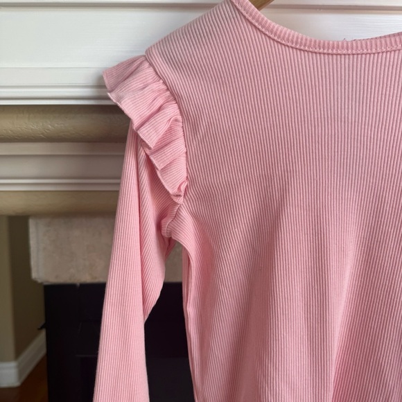 Little Me 4T Pink Ribbed Long Sleeve Ruffle Hem Shirt - Picture 2 of 6